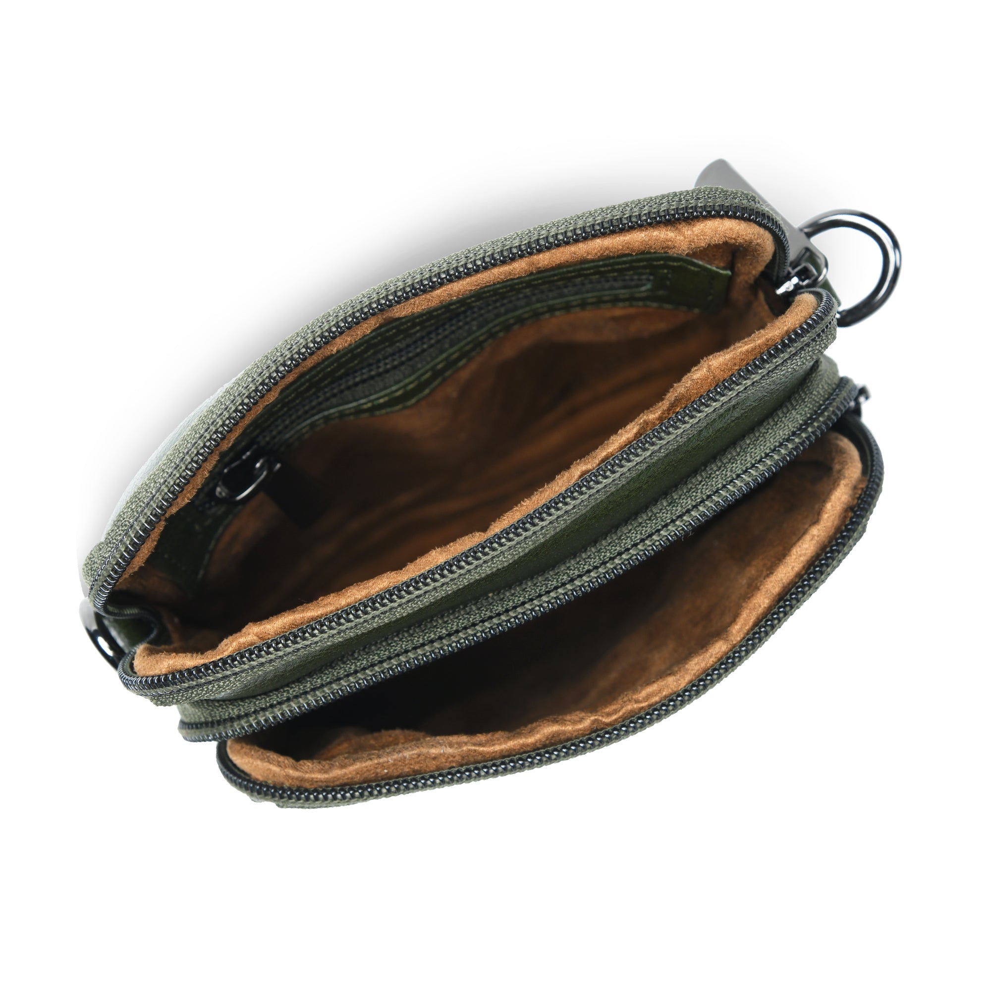 AmberStride Leather Sling Bag – Olive Colour